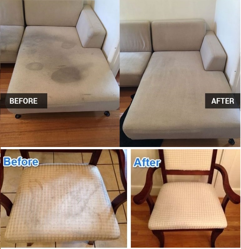 sofas before & after cleaning