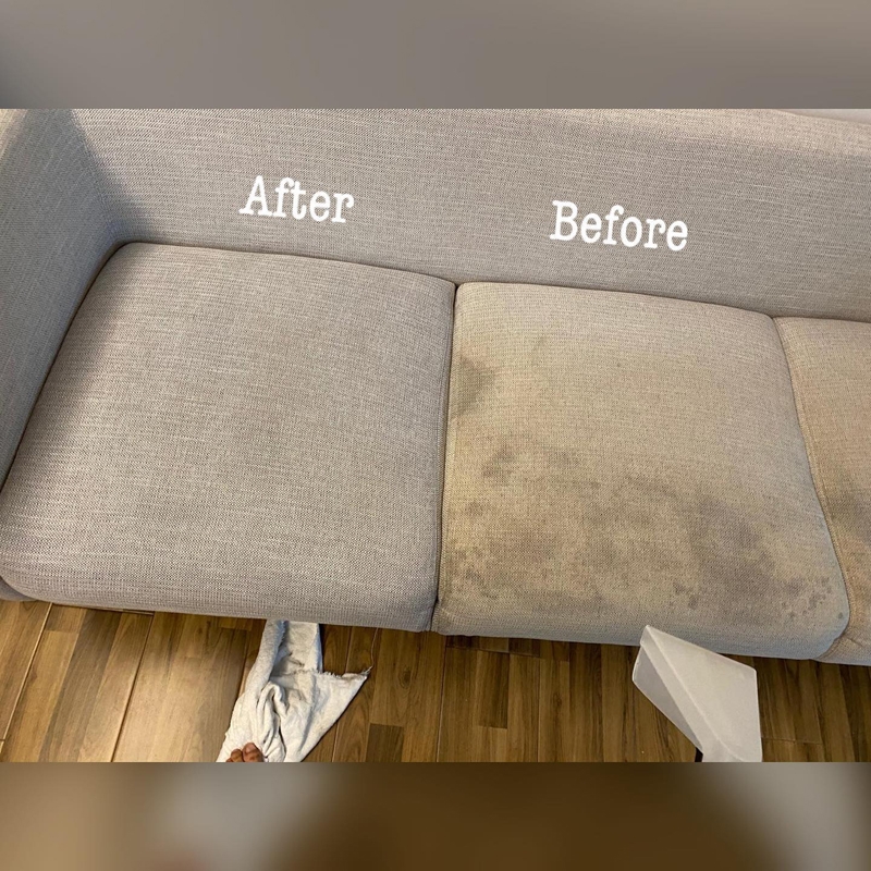 sofa before & after cleaning